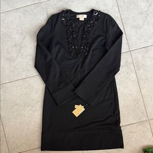 Michael Kors Black Dress with Embellished Neckline